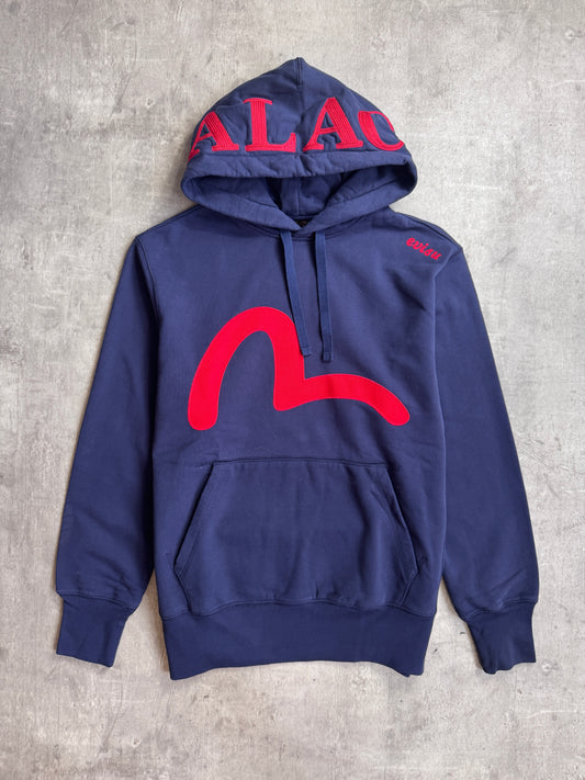 Palace x Evisu 00s Seagull Navy Cotton Red Embroidered Logo Hoodie