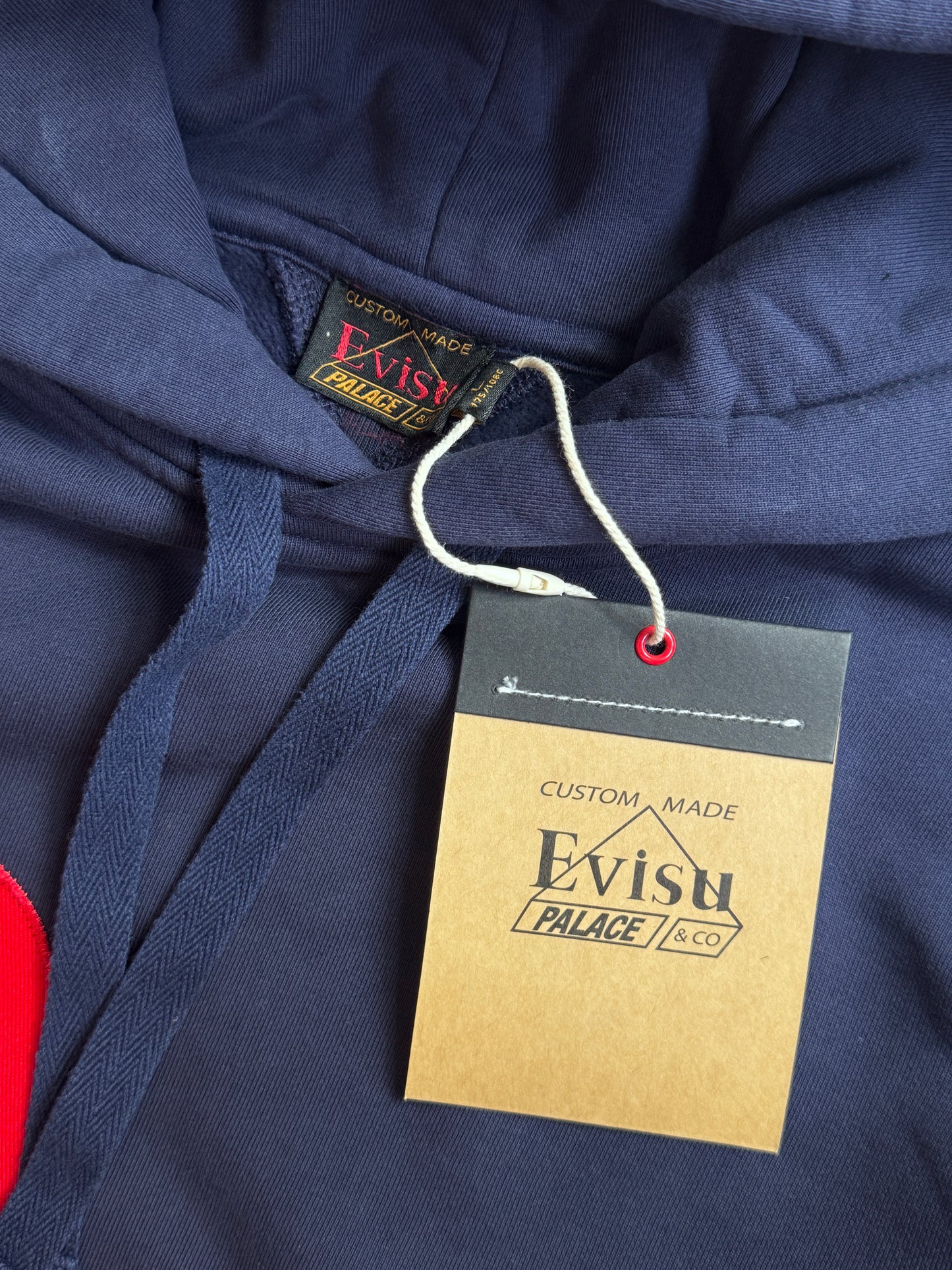 Palace x Evisu 00s Seagull Navy Cotton Red Embroidered Logo Hoodie