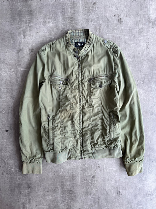2000s Dolce & Gabbana Military Green Utility Bomber Jacket