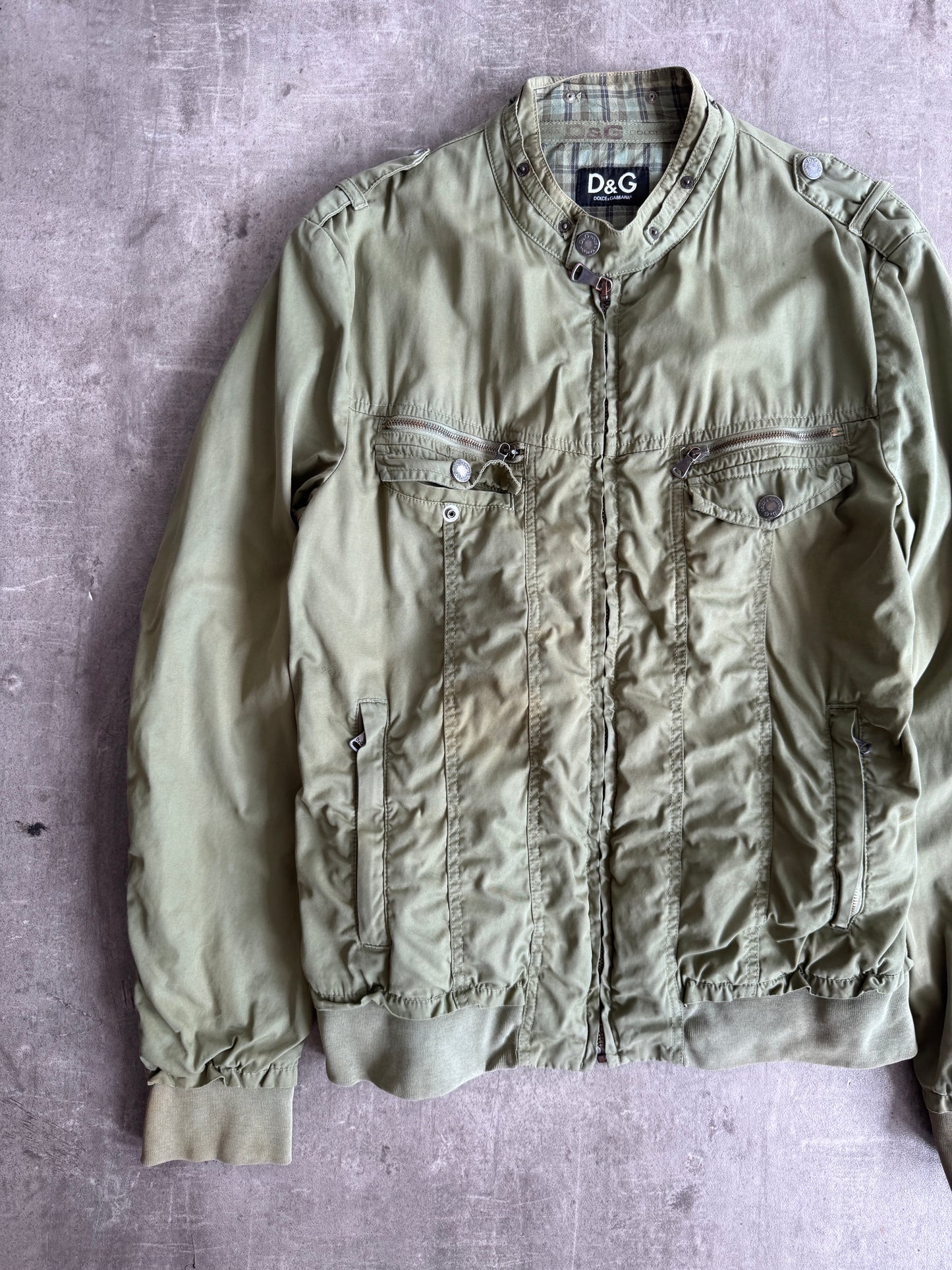 2000s Dolce & Gabbana Military Green Utility Bomber Jacket
