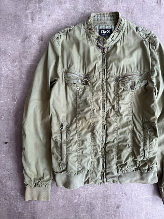 2000s Dolce & Gabbana Military Green Utility Bomber Jacket