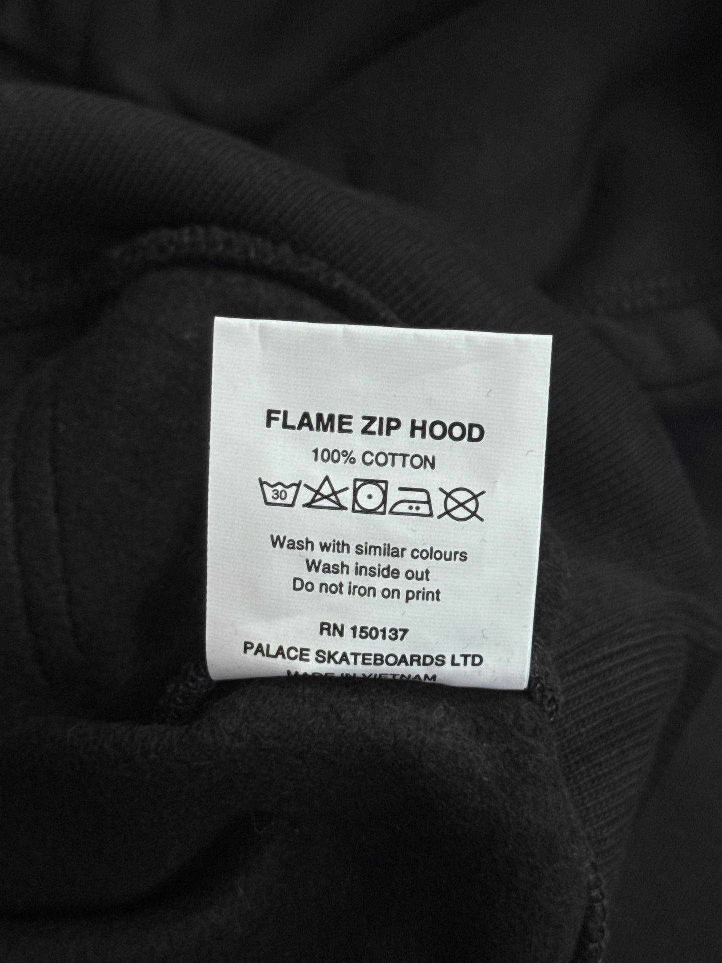 Palace 00s Black Flame Print Embroidered Zip Up Hoodie