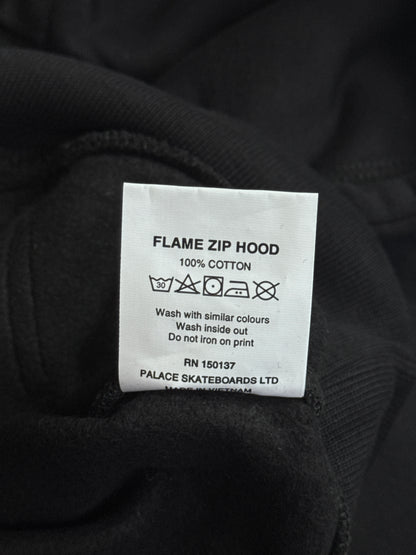Palace 00s Black Flame Print Embroidered Zip Up Hoodie
