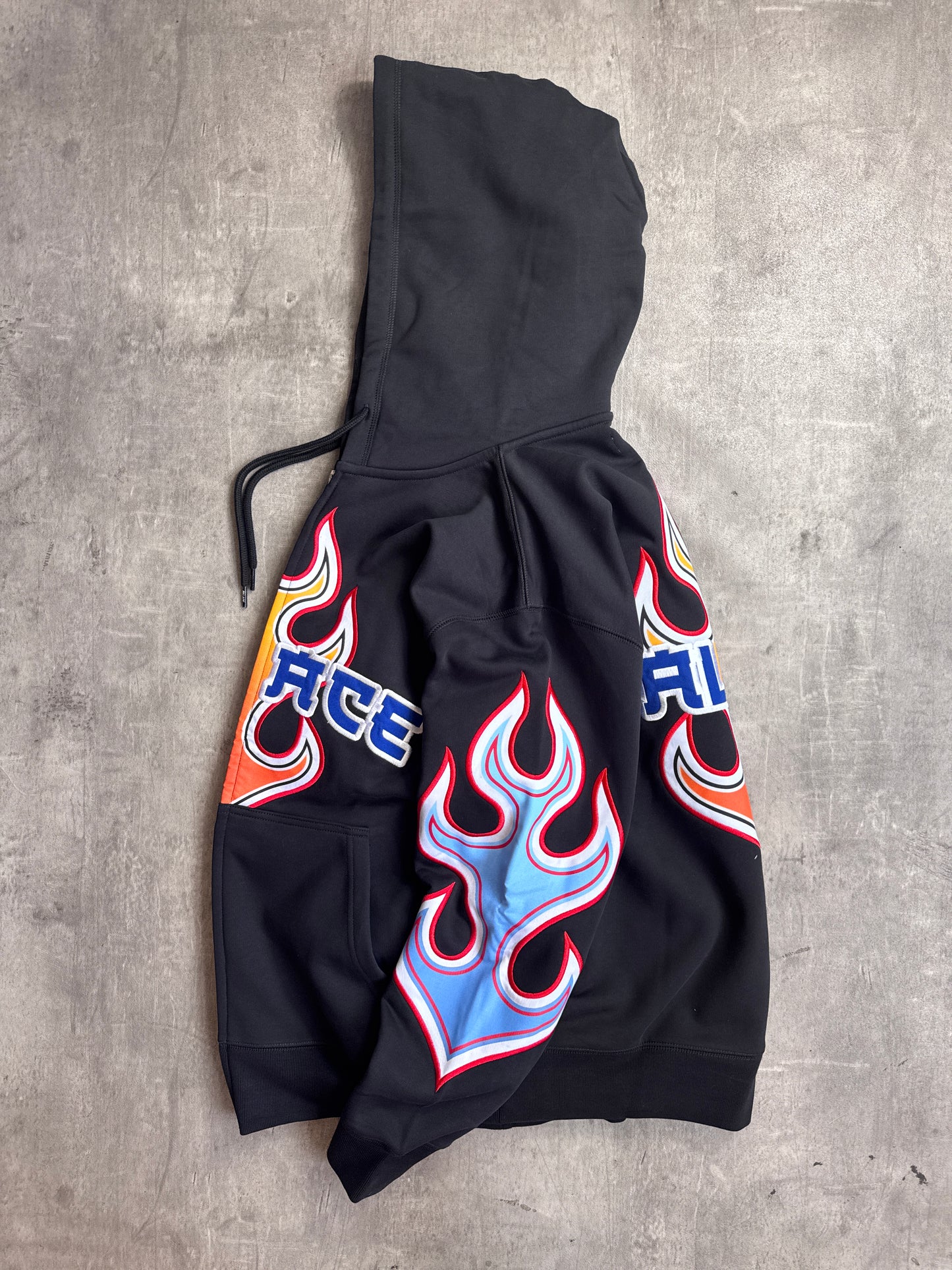 Palace 00s Black Flame Print Embroidered Zip Up Hoodie