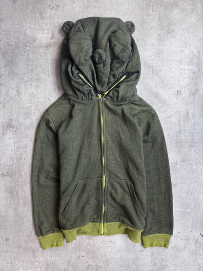 Merci Beaucoup x Issey Miyaki Green Knit Full Zip Bear Hoodie