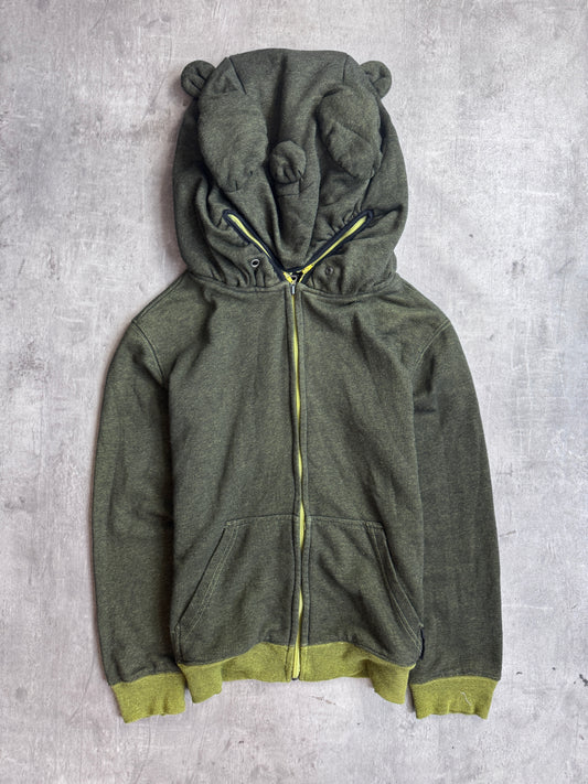 Merci Beaucoup x Issey Miyaki Green Knit Full Zip Bear Hoodie