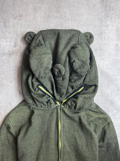 Merci Beaucoup x Issey Miyaki Green Knit Full Zip Bear Hoodie