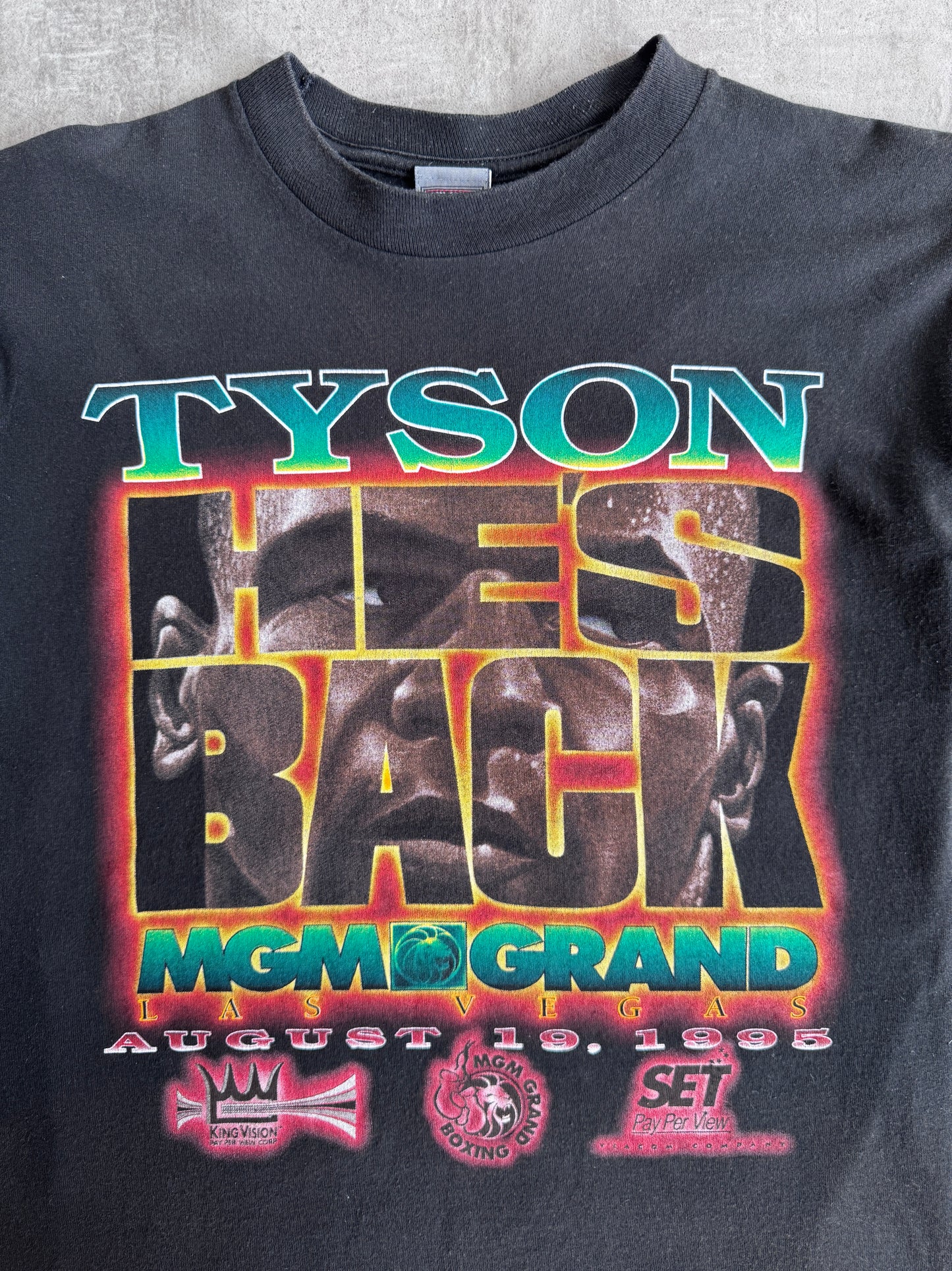 1995 Mike Tyson "He's Back" MGM Grand Boxing Promo Graphic Tee