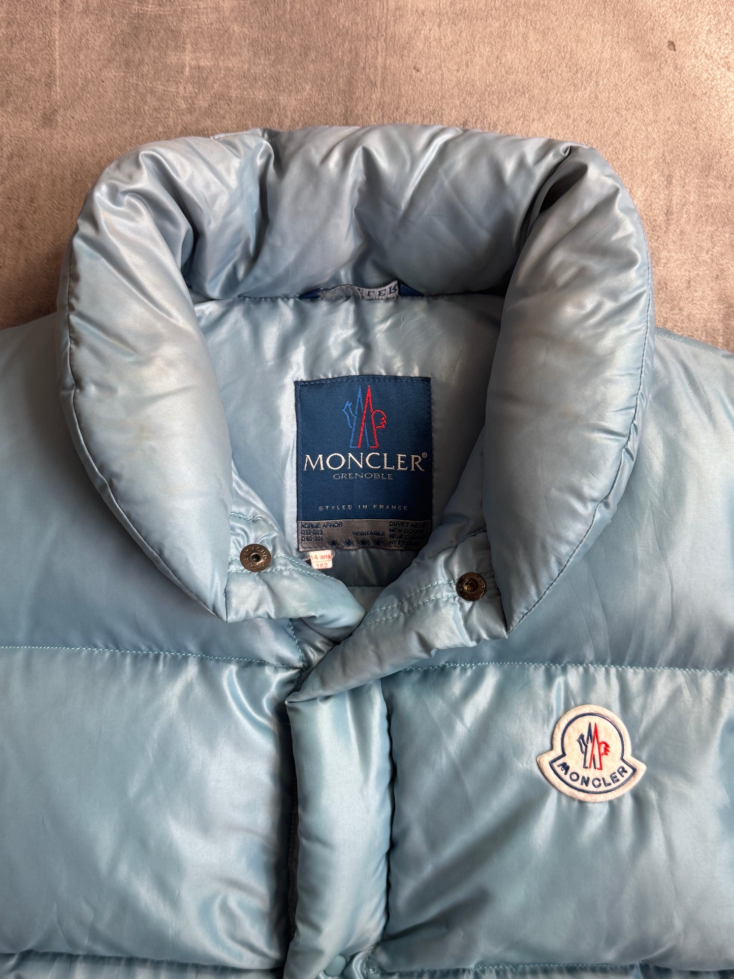 Moncler Light Blue Stand Collar Full Zip Hivette Puffer Gilet