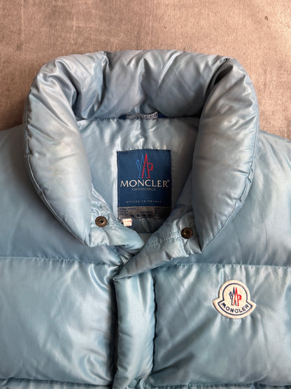 Moncler Light Blue Stand Collar Full Zip Hivette Puffer Gilet