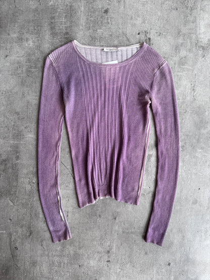 Prada Dualtone Rose Pink Ribbed LS Tee