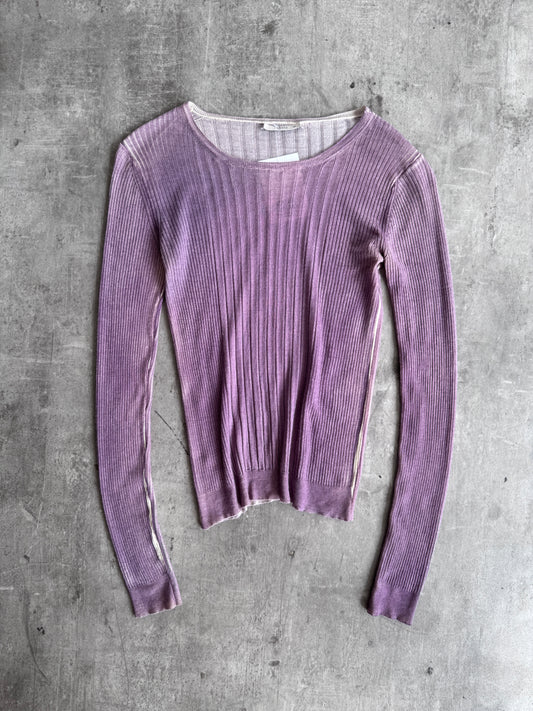 Prada Dualtone Rose Pink Ribbed LS Tee