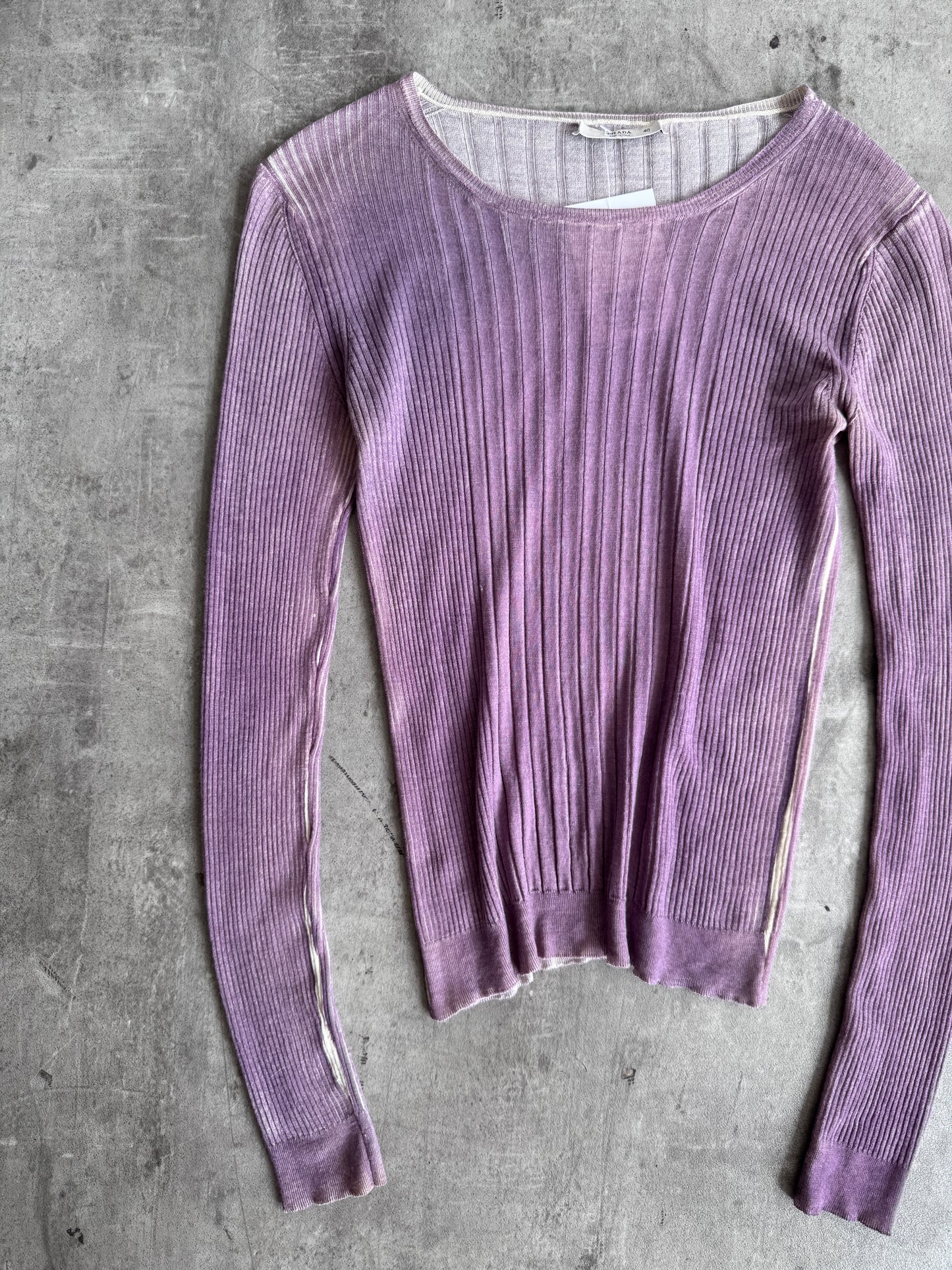 Prada Dualtone Rose Pink Ribbed LS Tee