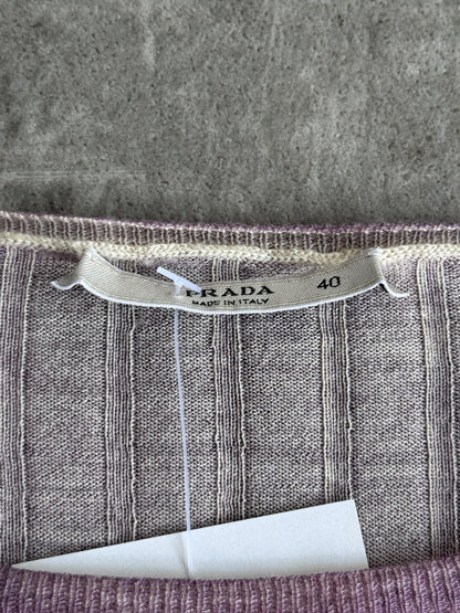 Prada Dualtone Rose Pink Ribbed LS Tee