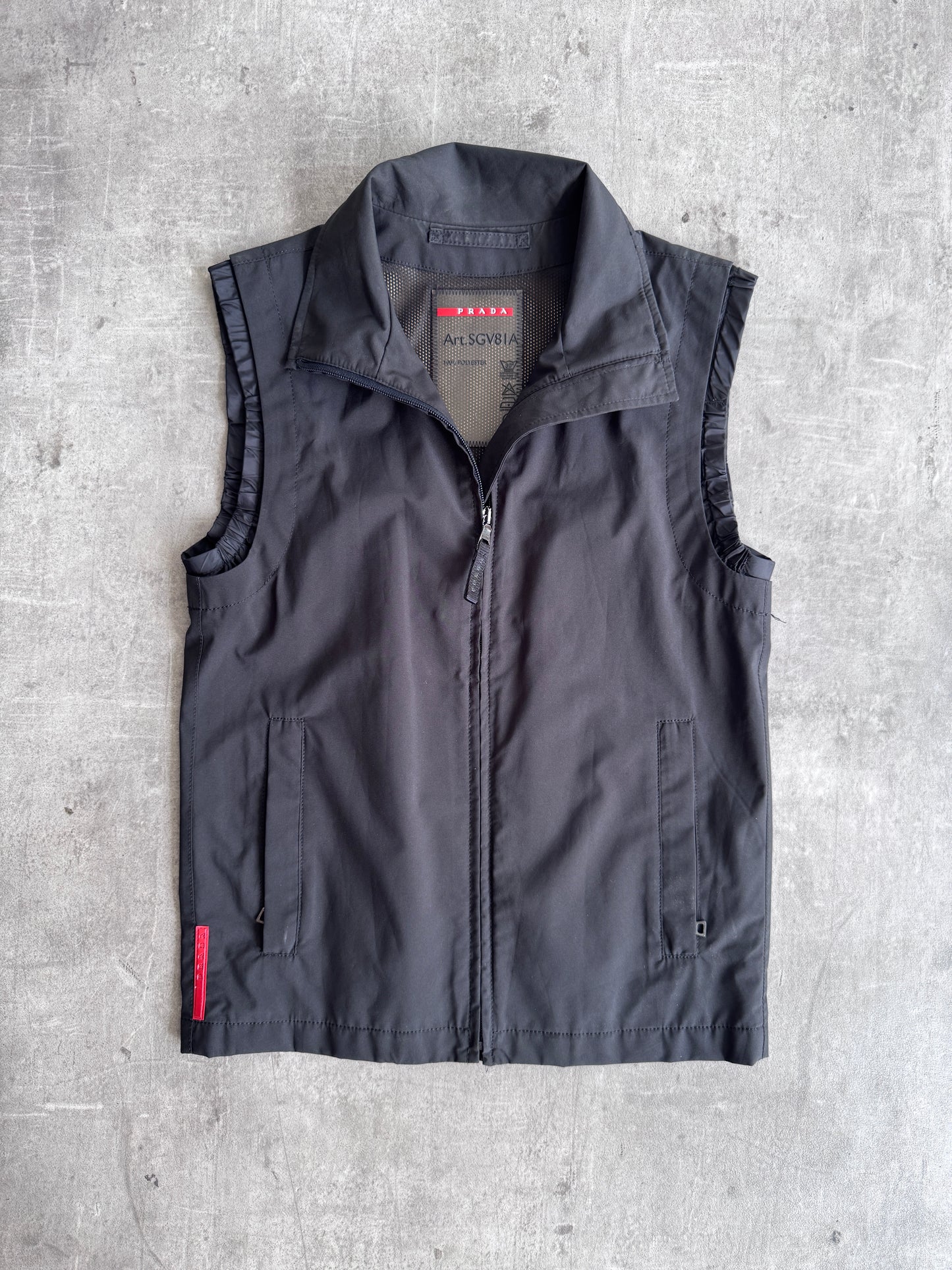 2007 Prada Linea Rossa Black Technical Layered Wind Stopper Gilet