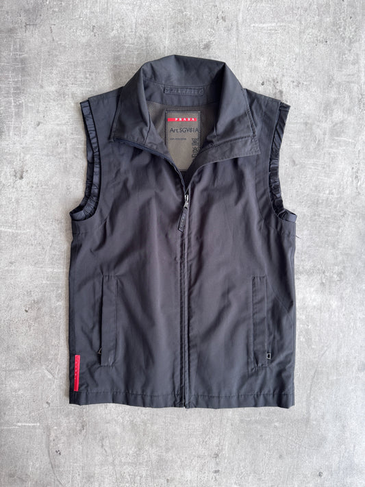 2007 Prada Linea Rossa Black Technical Layered Wind Stopper Gilet