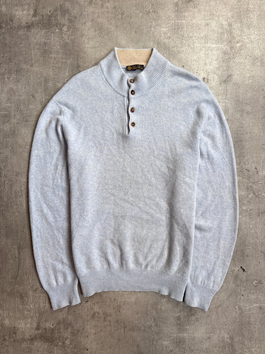 Loro Piana Light Blue Quarter Button Cashmere Sweater