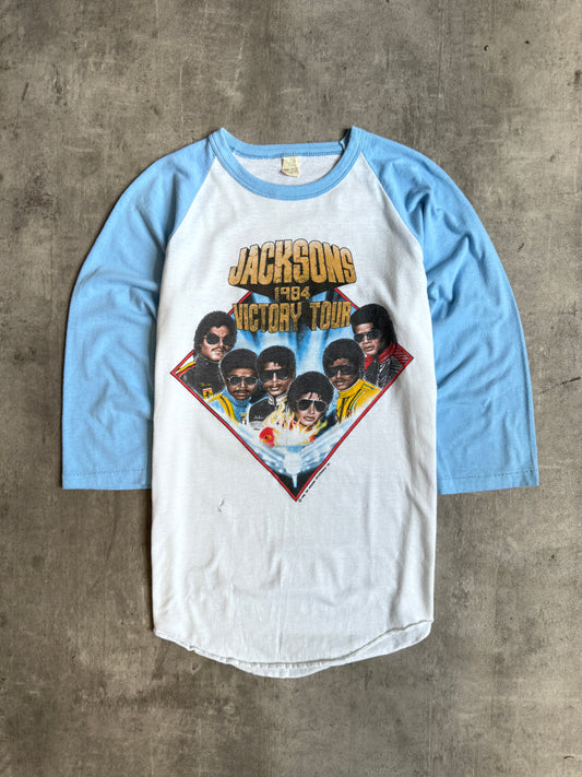 1984 The Jacksons Victory Tour Single Stitch Raglan Graphic Tee