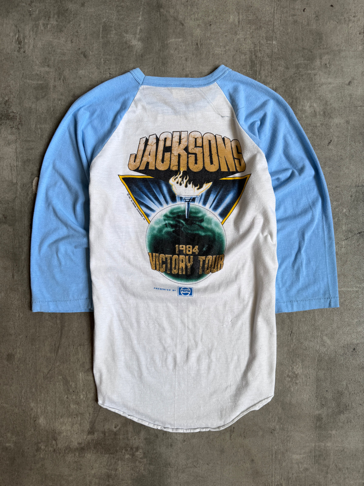 1984 The Jacksons Victory Tour Single Stitch Raglan Graphic Tee