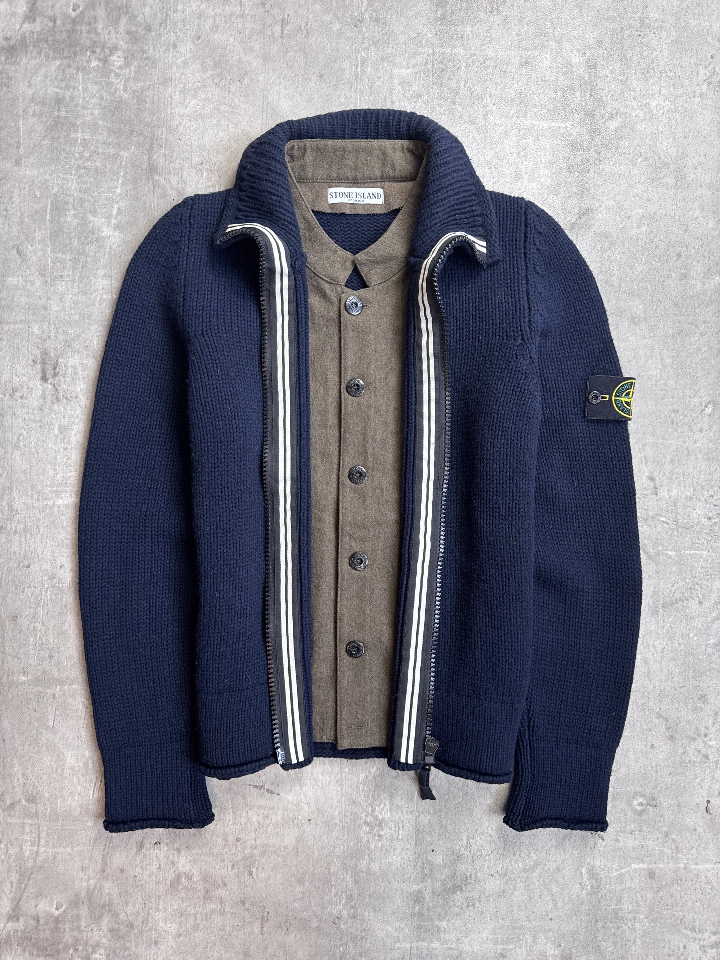 Stone Island A/W 2010 Navy Wool Full Zip Knit Turtleneck