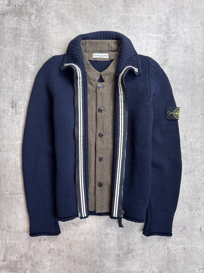 Stone Island A/W 2010 Navy Wool Full Zip Knit Turtleneck