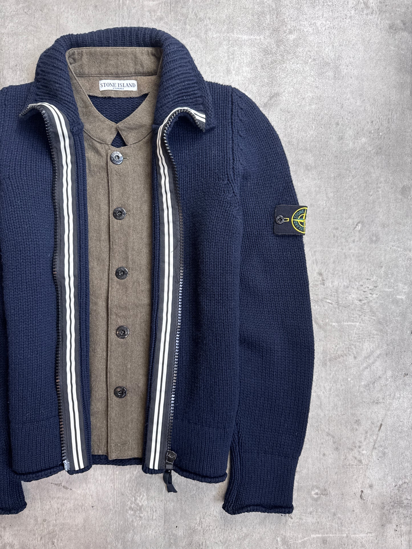 Stone Island A/W 2010 Navy Wool Full Zip Knit Turtleneck