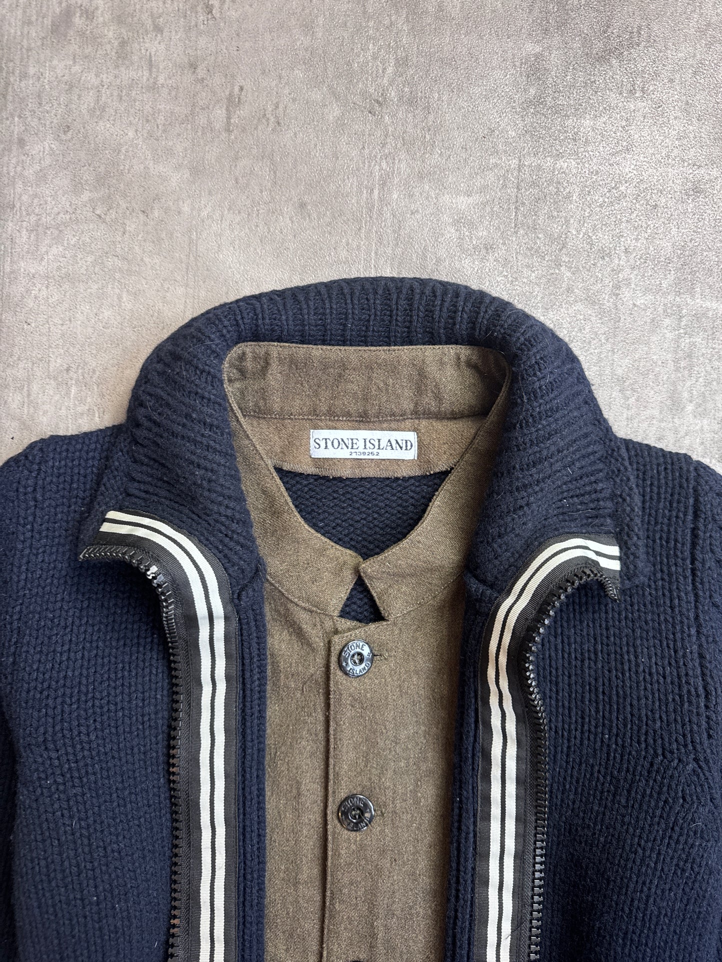 Stone Island A/W 2010 Navy Wool Full Zip Knit Turtleneck