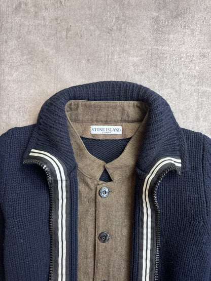 Stone Island A/W 2010 Navy Wool Full Zip Knit Turtleneck