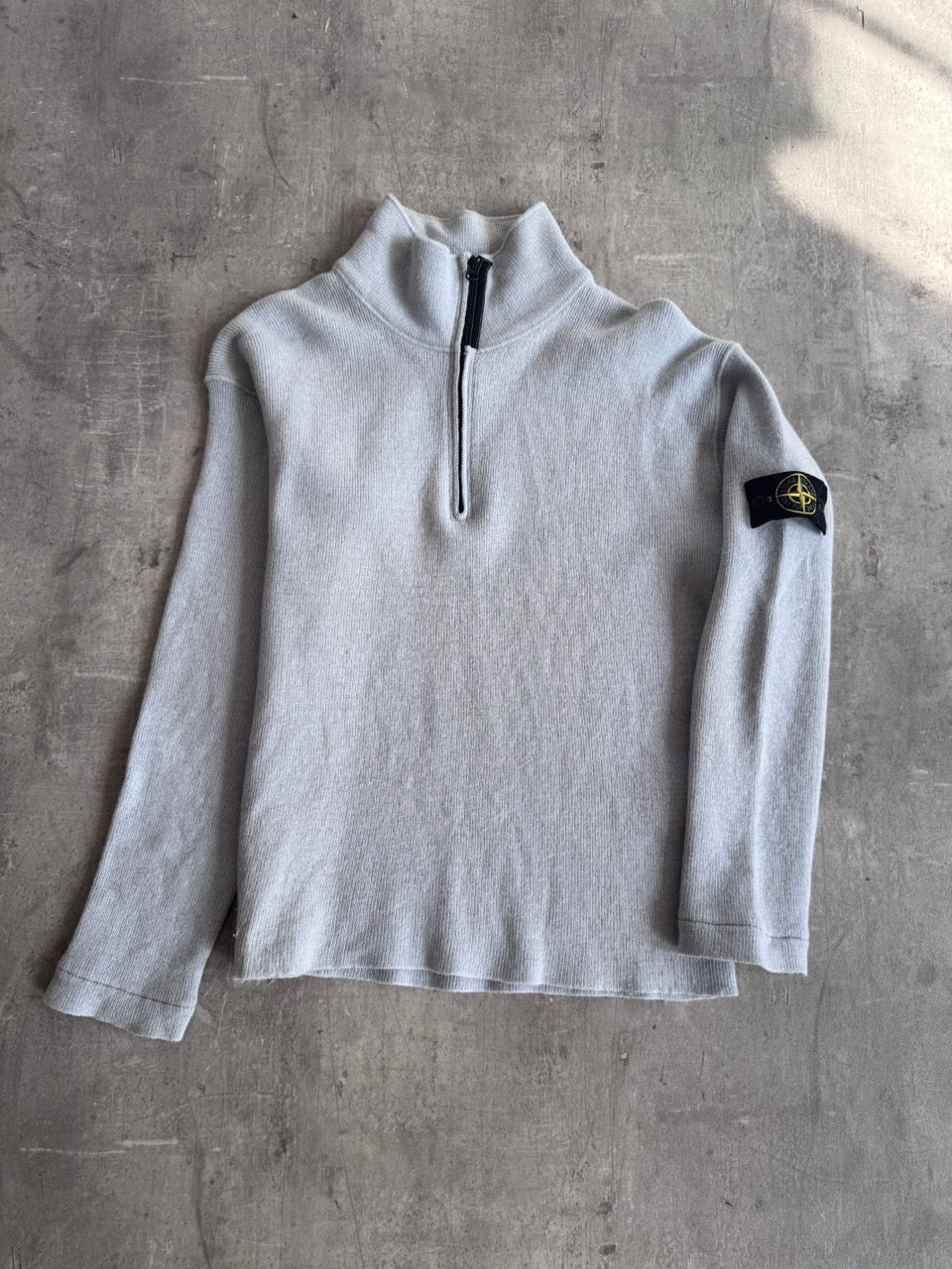 A/W 2004 Stone Island Blue Quarter Zip Knit Fleece