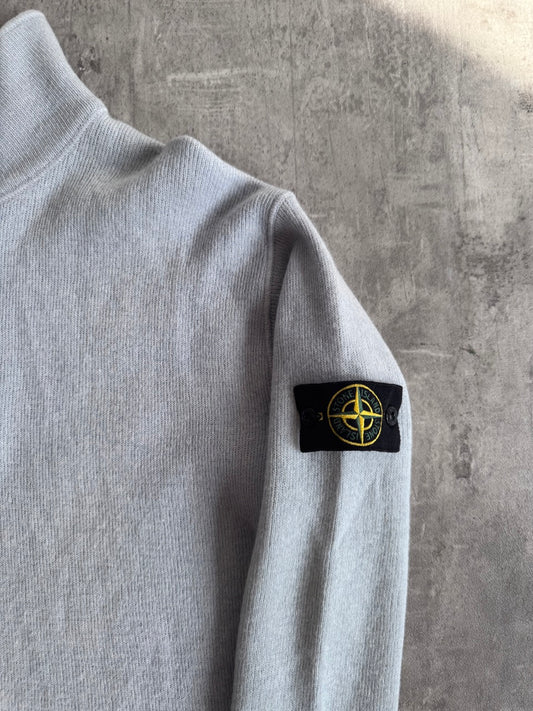 A/W 2004 Stone Island Blue Quater Zip Knit Fleece