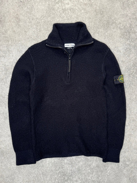 A/W 2000 Stone Island Navy Quarter Zip Wool Sweater