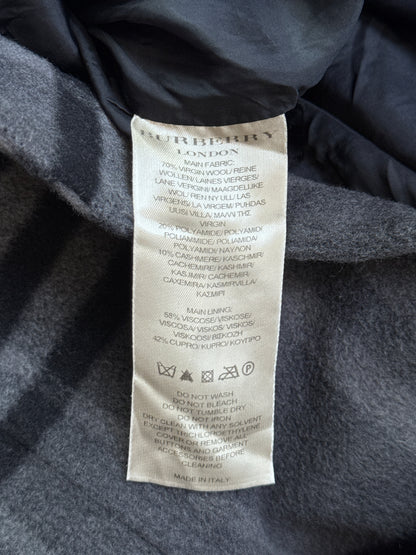 Burberry Grey Nova Check Wool Mid Length Trench