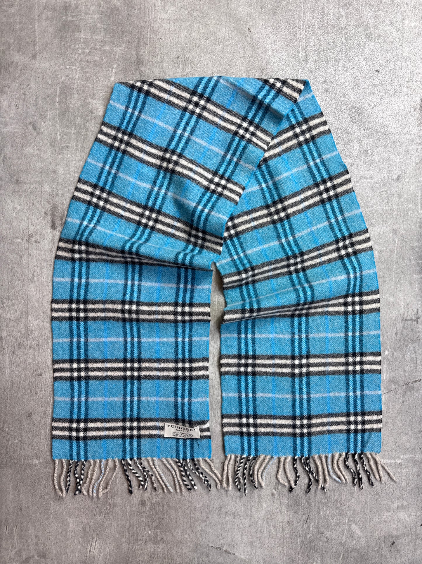Burberry Blue House Check Lambswool Scarf