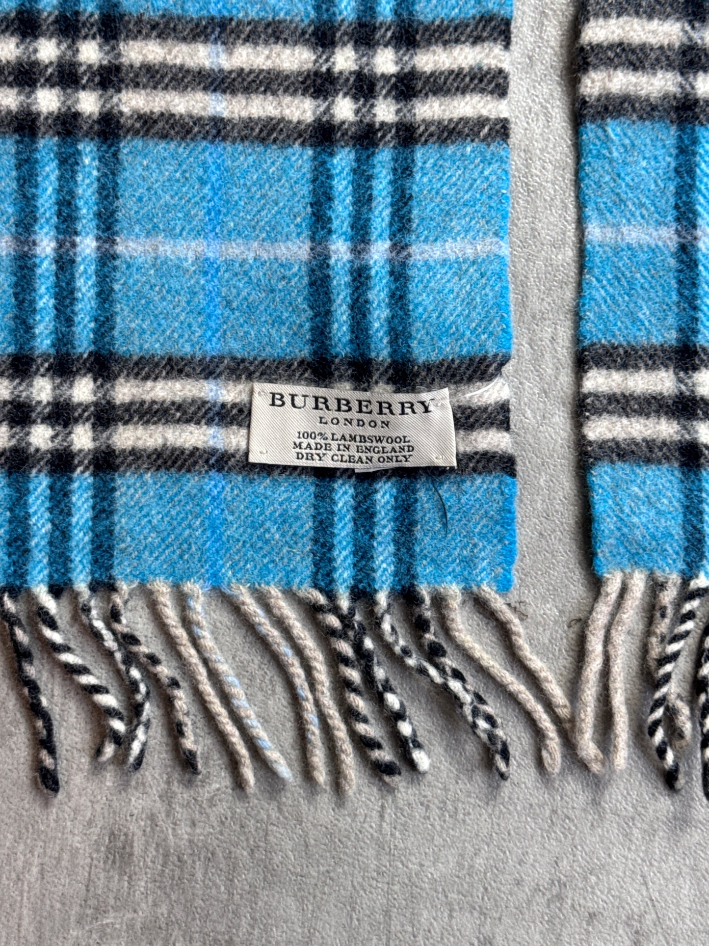 Burberry Blue House Check Lambswool Scarf
