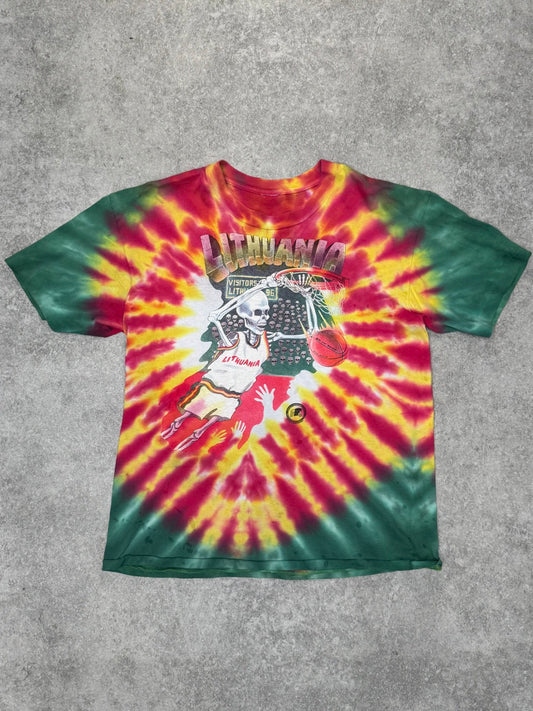 1992 Lituania Basketball Multi Tie Dye Single Stitch Tee