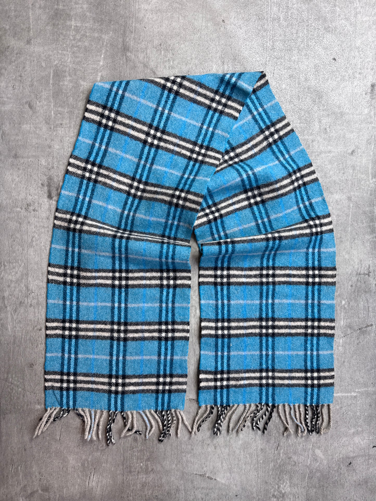 Burberry Blue House Check Lambswool Scarf