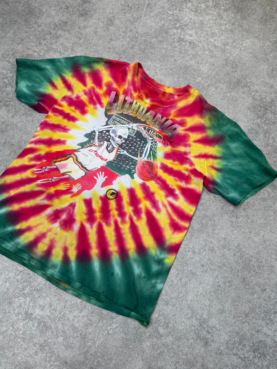 1992 Lituania Basketball Multi Tie Dye Single Stitch Tee