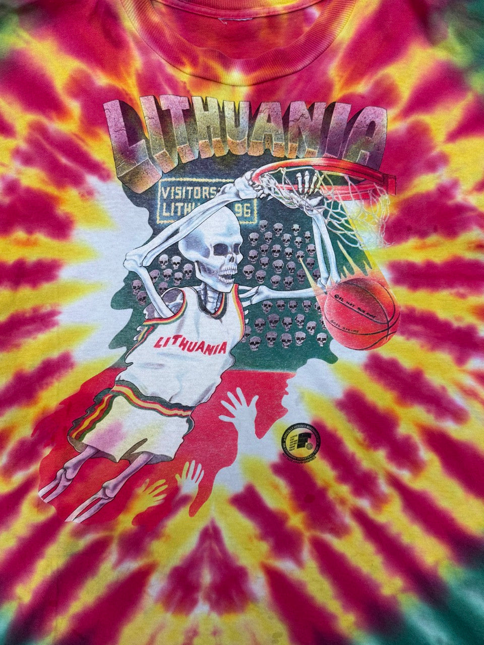 1992 Lituania Basketball Multi Tie Dye Single Stitch Tee