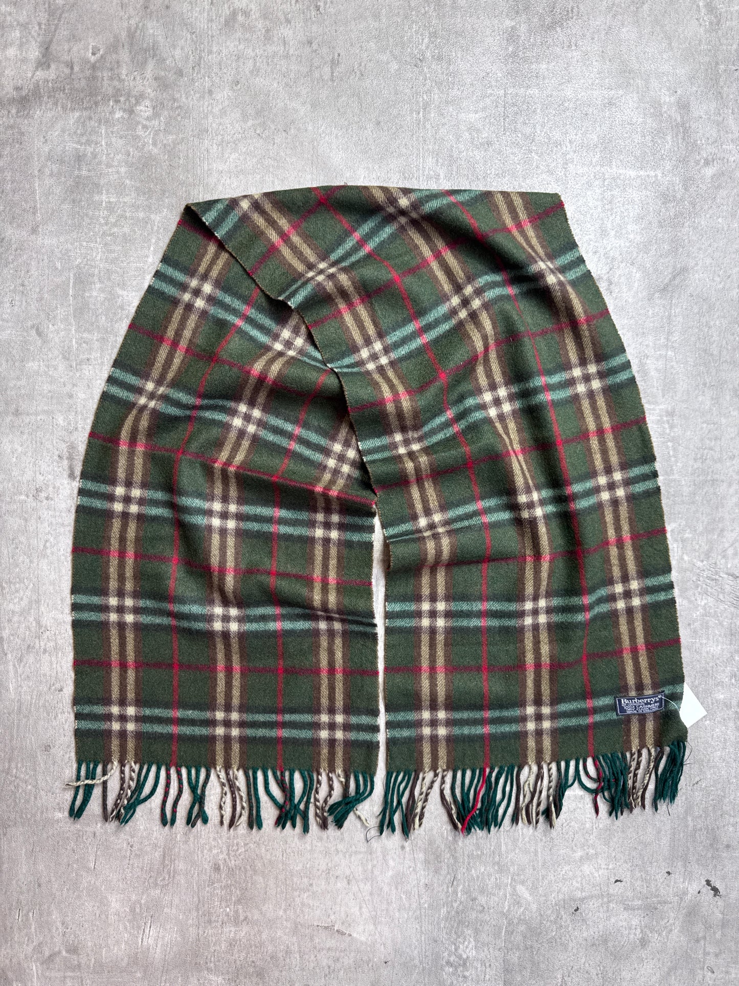 Burberry Bottle Green Nova Check Cashmere Scarf