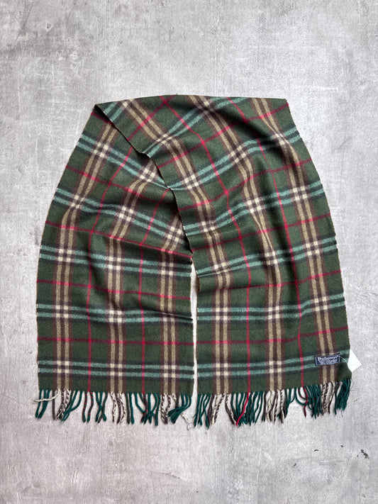 Burberry Bottle Green Nova Check Cashmere Scarf