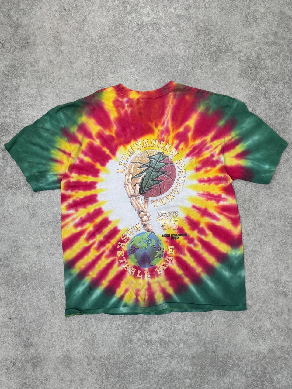 1992 Lituania Basketball Multi Tie Dye Single Stitch Tee