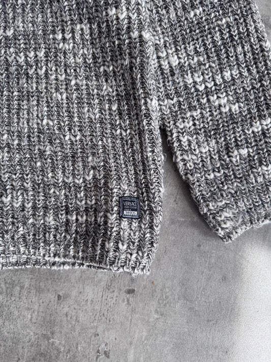Versace Grey Mixed Tone Knit Sweater