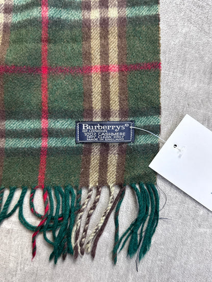 Burberry Bottle Green Nova Check Cashmere Scarf