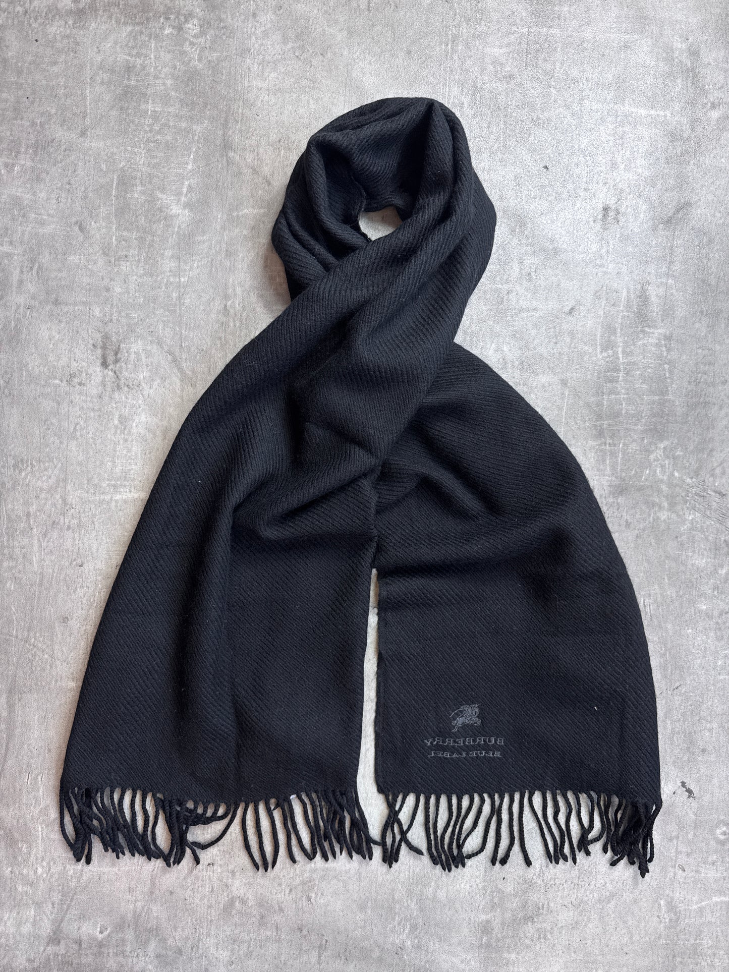 Burberry Blue Label Black Wool Blend Scarf