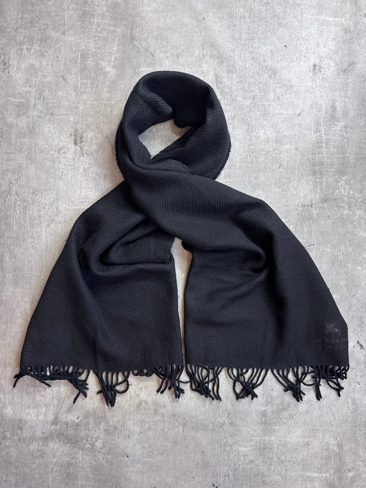 Burberry Blue Label Black Wool Blend Scarf