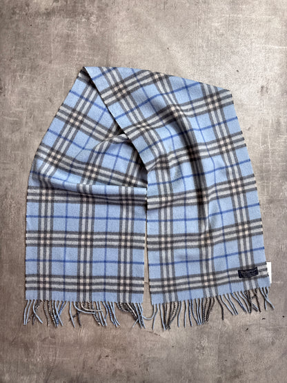Burberry Light Blue House Check Cashmere Scarf