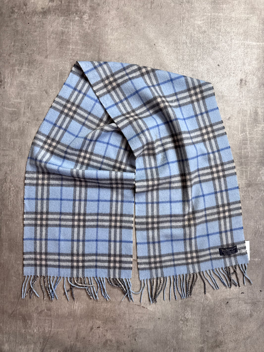 Burberry Light Blue House Check Cashmere Scarf