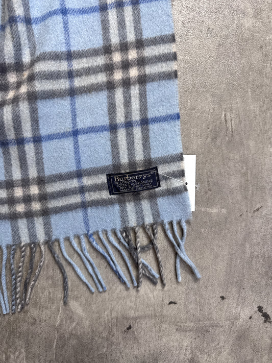 Burberry Light Blue House Check Cashmere Scarf