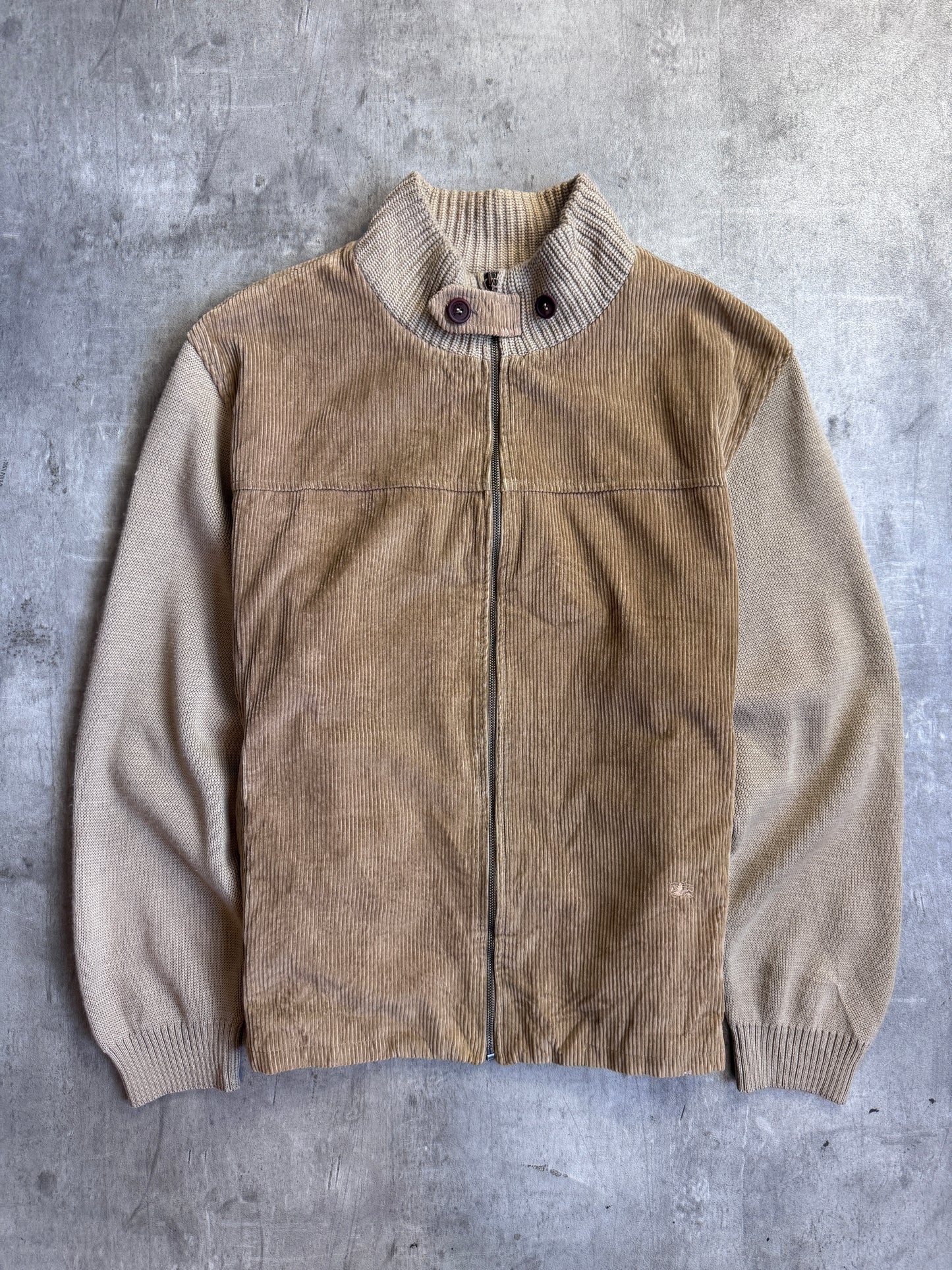 2000's Burberry Cord Front Rib Trim Cardigan