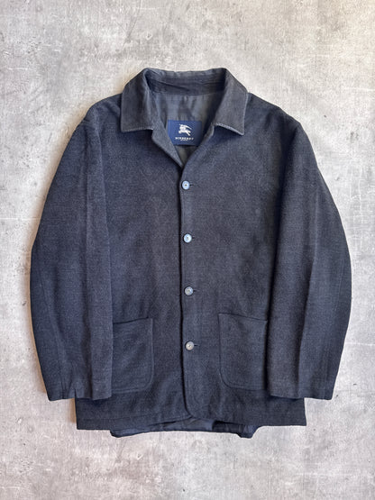 Burberry Grey Lana Wool Cord Collar Button Chore Jacket